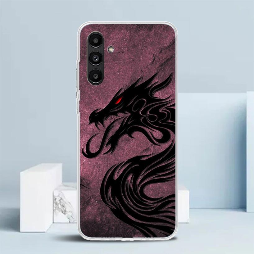 Funda de Teléfono con Tatuaje de Dragón Oscuro Japonés Para Samsung Galaxy A17 A37 A57 A16 A15 A14 A13 A56 A55 A54 A53 A36 A35 A34 A33 A26 A25 A2