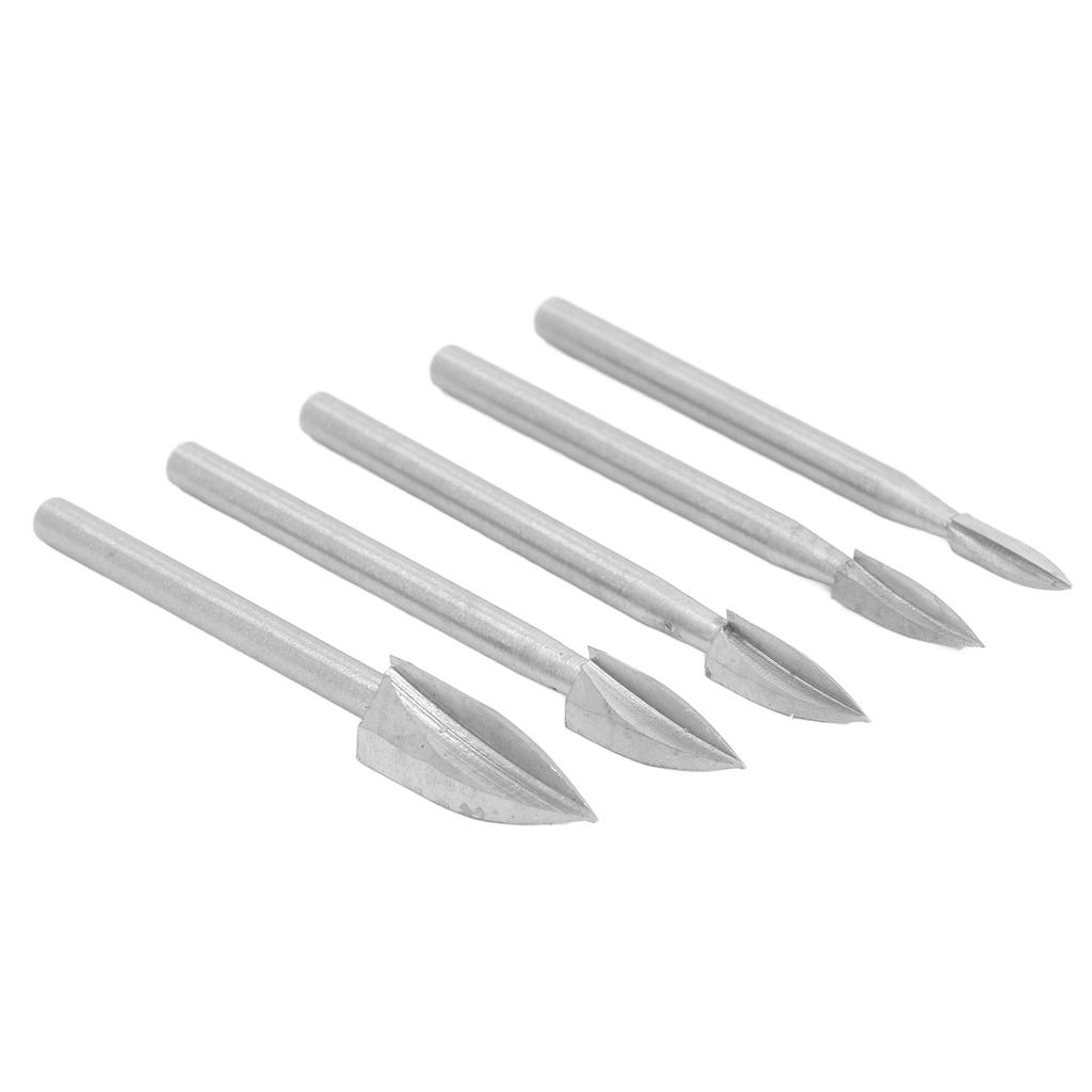 5 Pcs Wood Carving Tool 3 Flute High Speed Steel Cork Engraving Knife Set Woodworking Tool for