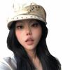 Black Rivet Trim Beret Gothic Flat Top Cap New Studded Beret Cap  Outdoor