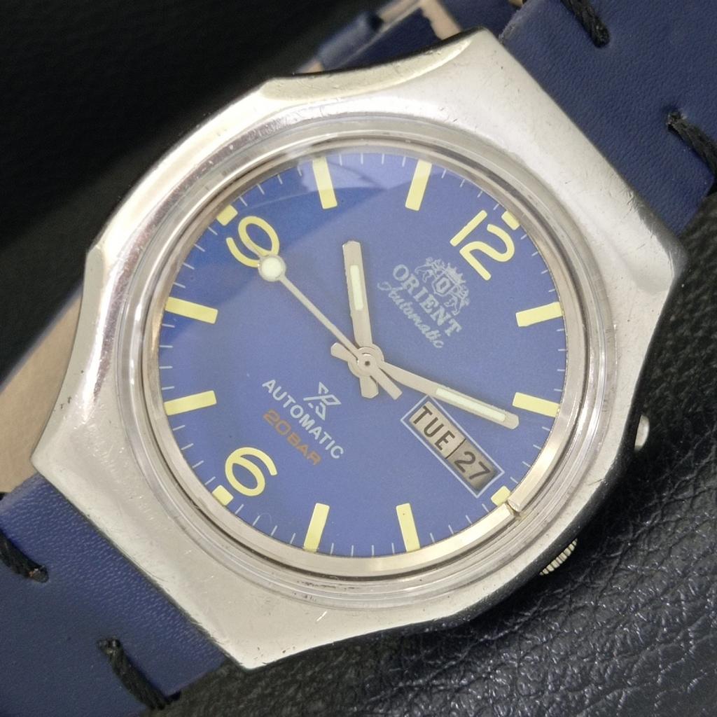 VINTAGE ORIENT AUTOMATIC 46941 JAPAN MENS BLUE COLOR DIAL WATCH A500738-5 R154-a500738