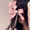 Elegant Pearl Bow Tassel Hair Clip Solid Velvet Hair Claw Children Princess Best Hairpins New Fashion Beauty Hair Accessories