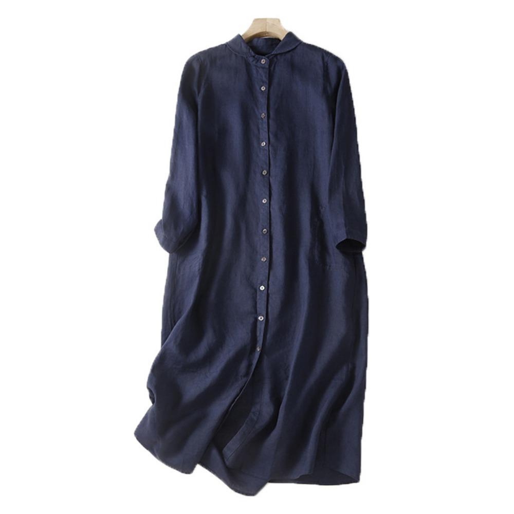 Spring Retro Loose Women's Casual Long Sleeved Shirt Dress