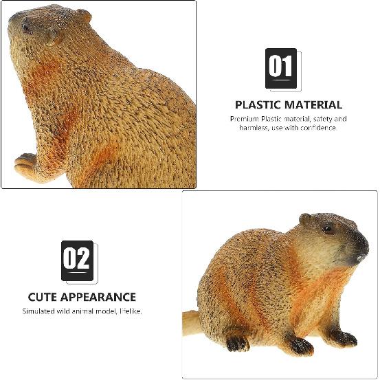 LIFKOME Groundhog Figurine Realistic Wildlife Model Animal Collectible Statue Simulation Groundhog Ornament for Desktop Cake Topper Bookshelf Garden