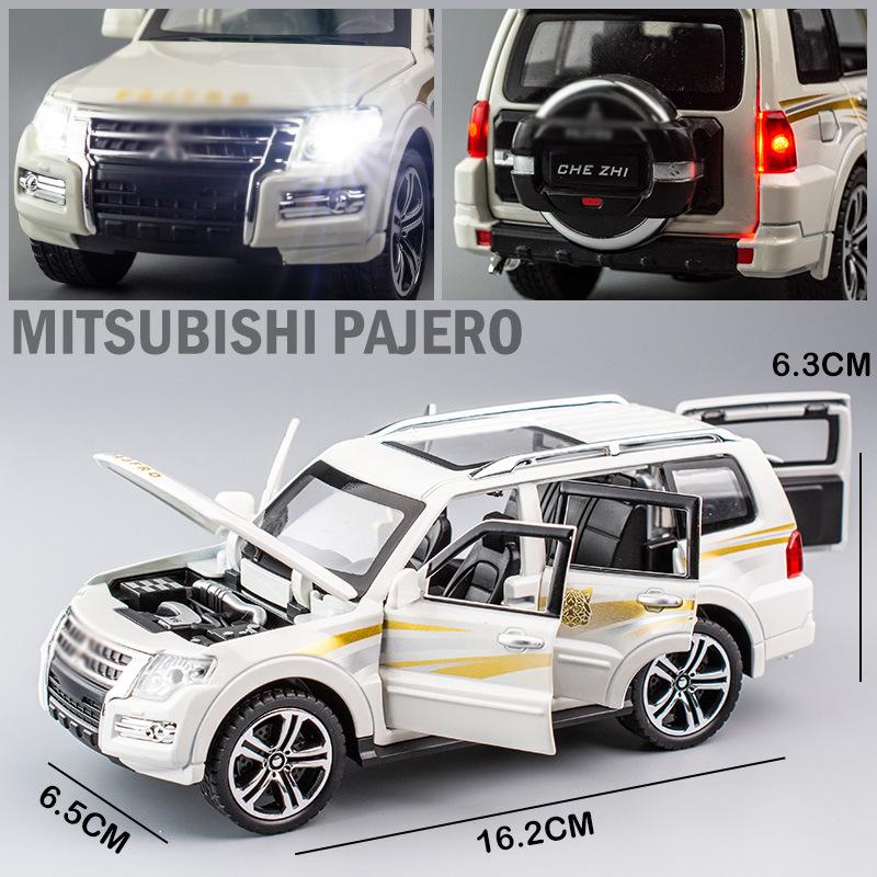 1/32 Mitsubishi Pajero SUV Sport Miniature Diecast Alloy Toy Car Vehicle Model Sound & Light Collection Gift for Children Boys