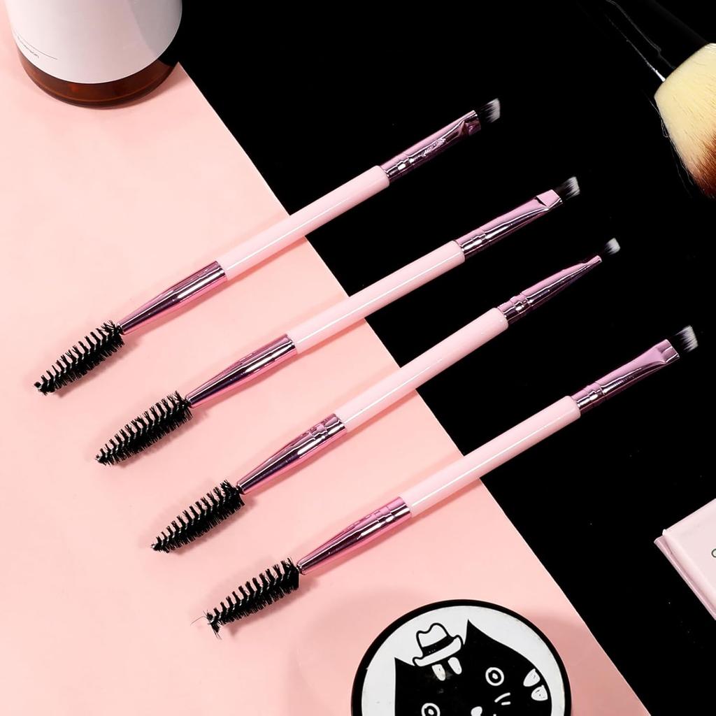 6 Pieces Dual-Ended Brow Brush, Eyebrow Brush, Angled Eye Brow and Spoolie Brushes, Shaping and Filling Eyebrows, Eyebrow Spoolie Brushes for Precise