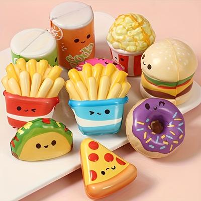 10pcs Fast Food Squeeze Toy Set Slow Rebound Hamburgers French Fries Donuts Party Favors Festival Supplies Random Style