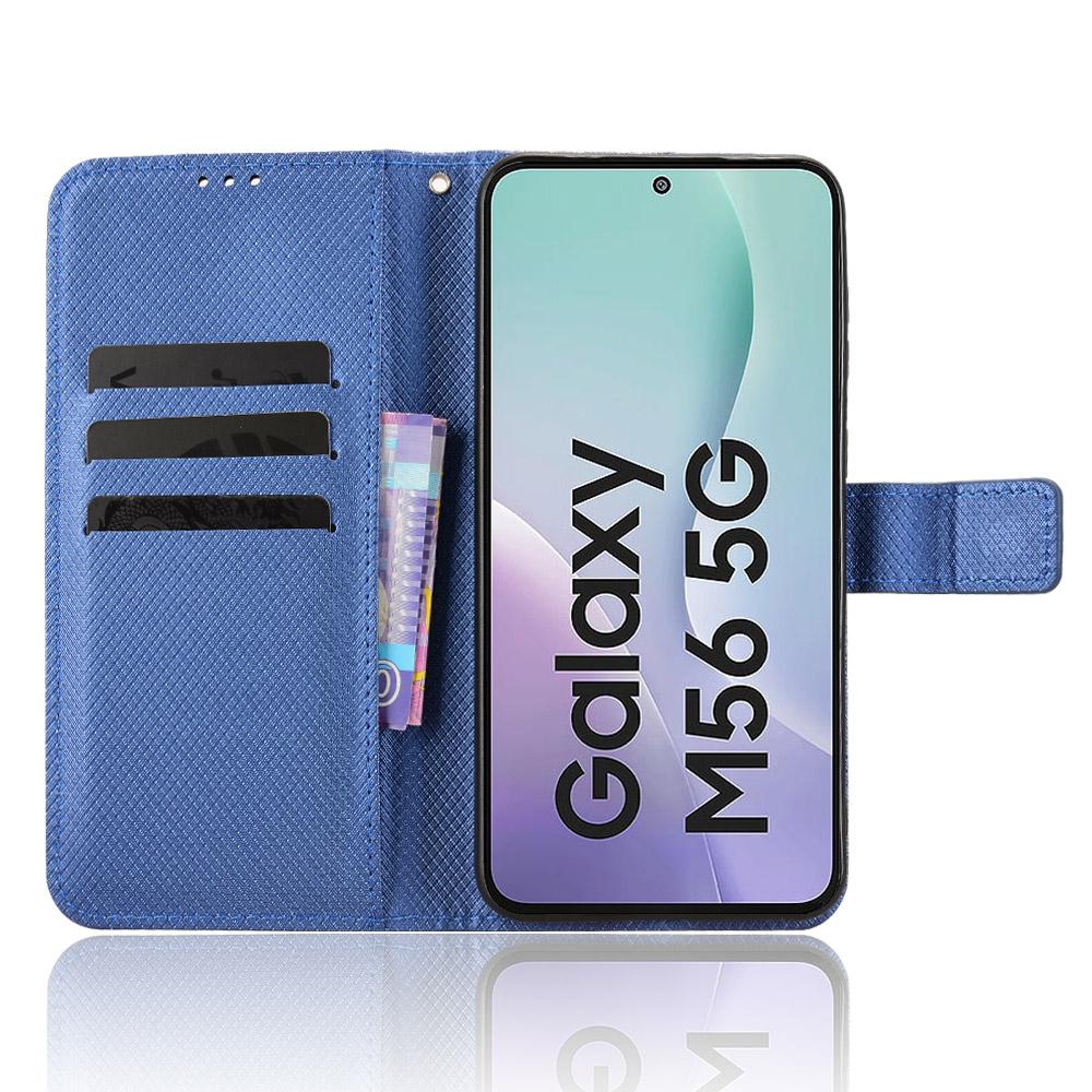 For Samsung Galaxy F56 5G/M56 5G Leather Wallet Case with Strap Diamond Texture Phone Cover
