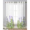 Pflanzen Lavendel Blume Lila Weiß Gardinen für Wohnzimmer Dekoration Fenster Vorhang Küche Tüll Voile Organza Vorhänge
