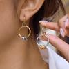 Jiedin European and American Stainless Steel Ring Pendant Earrings Gold-plated Earrings Titanium Steel Jewelry