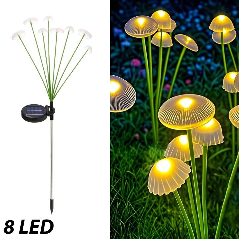 Solar Garden Jellyfish Lights Outdoor Mushroom Stakes Lights with Swaying LED Firefly Decorations for Patio Pathway Christmas