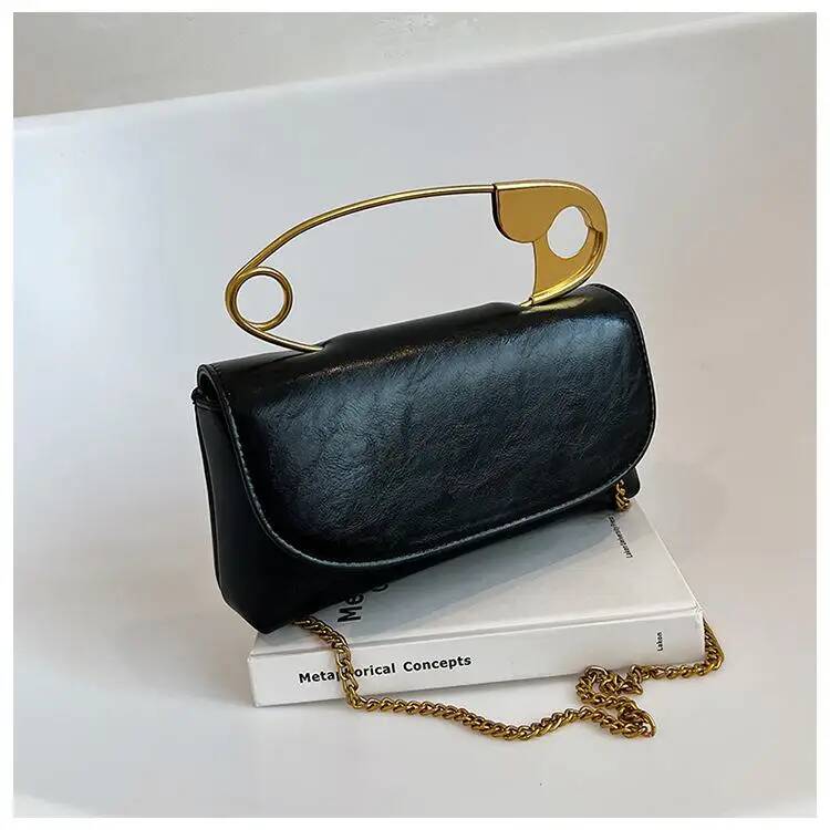 

Metal Pin Design Women Crossbody Bags Fashion Pu Leather Female Purses And Handbags Chian Sling Bag Ladies Clutch Bag Bolsa чёрный