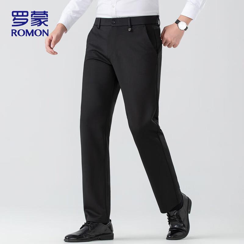 ROMON Men's Business Casual Straight Leg Trousers