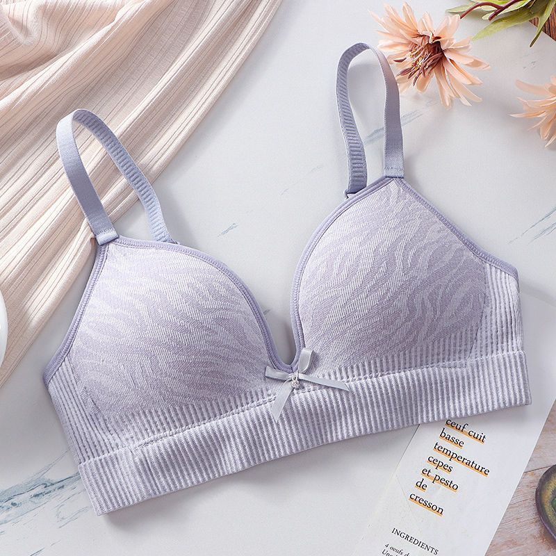 Zebra Print Teenage Bra Wire-Free Thin Breathable Seamless Push-Up Women's Underwear