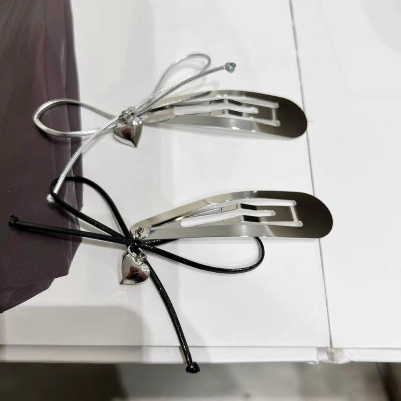 Schleifenherz-Anhänger Haarspange Metall-Druckverschluss Bunte Haarnadel für Damen und Mädchen Modisches Haaraccessoire