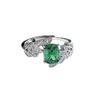 Leaf Style Emerald Open Ring Women'S Swing Arm Cross Leaf Design Green Zircon Ring Jewelry