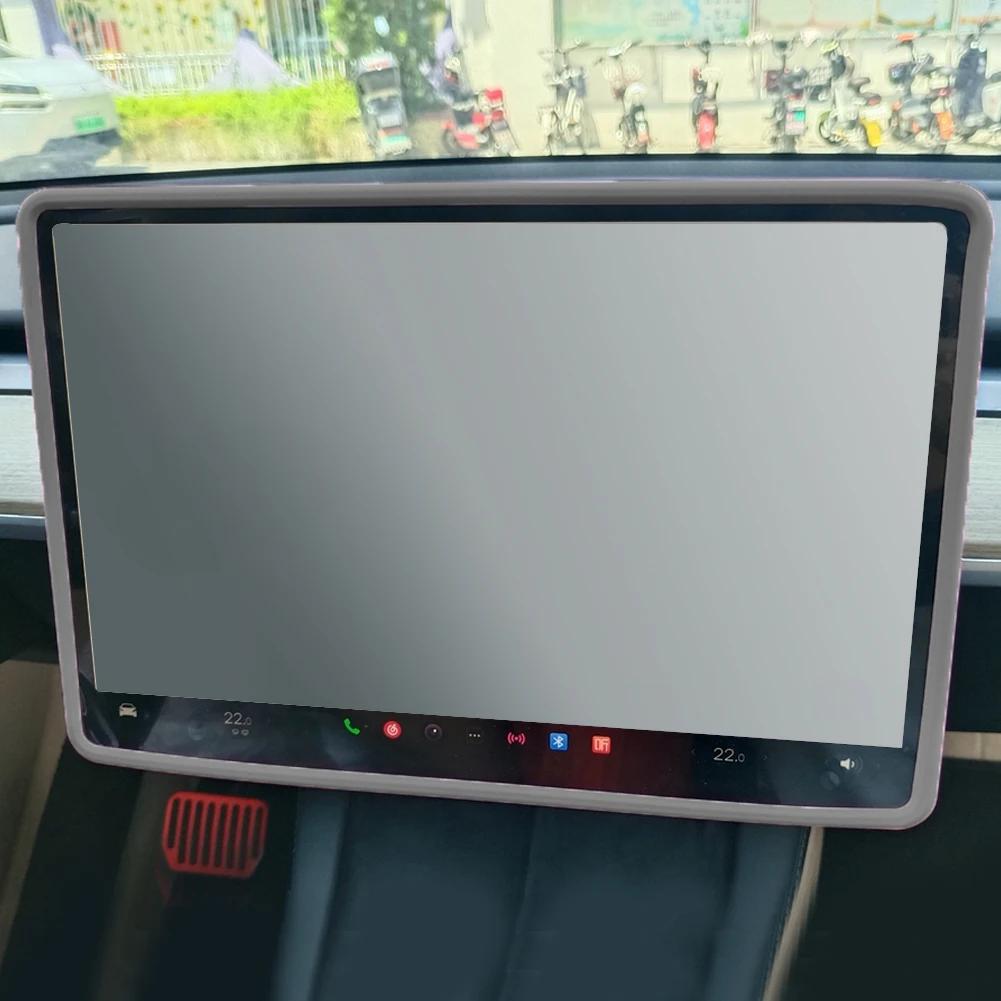 Protecteur de Bord d'Écran de Voiture en Silicone Cadre Accessoires de Console Centrale Couvercle Latéral de Carrosserie d'Écran Pour Tesla Modèle 3 Y 2023-2021