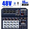 6 Channel Dj Mixing Console Sound Card with Monitor 16 Echo DSP 48V Phantom Power for PC Record Karaoke Party