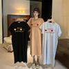 Fat Mm Summer New Korean Version Loose Large Size Split Knee T-shirt Long Skirt Flying Sleeve Dress Women's Spring