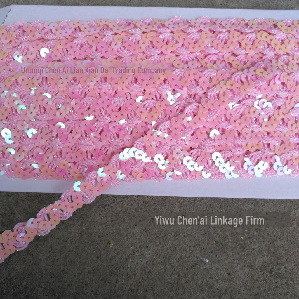S-Shaped Sequin Lace Beads with 1.5CM Gold and Silver Ribbon for Clothing and Stage Accessories