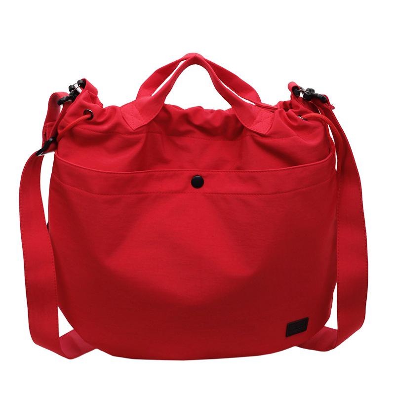 2026 Chic Japanese Workwear Style Solid Color Women's Casual Handbag - Drawstring Fashion Single Shoulder Crossbody Bag