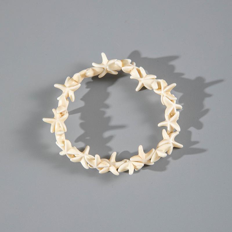 Bohemian Starfish Turtle Elastic Bracelet, Summer Vacation Wind Shell Adjustable Hand Rope Jewelry for Women