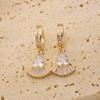 1 Paar Einfache Geometrische Formen Zirkonia Hängeohrringe für Frauen Goldene Ohrring-Schmuck Hochzeitsparty-Accessoires