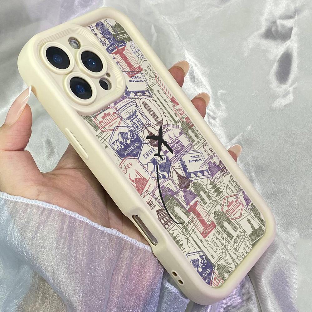 JT510 Stamps Assortment of Visa Traveling Paris for iPhone 17 16 15 Pro Max Samsung S26 S25 Ultra A17 A07 A56 A16 Xiaomi 15T Redmi 15c 14C Soft Case
