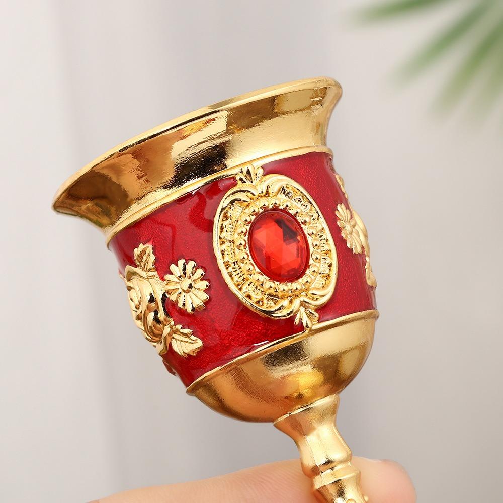 Vintage Medieval Rose Embossed Goblet Anti-break Liquor Cup Luxurious Spirits Cup  Gift