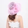 New Women's Summer Korean Style Wide Brim Sun Hat with Mesh and Organza Floral Design