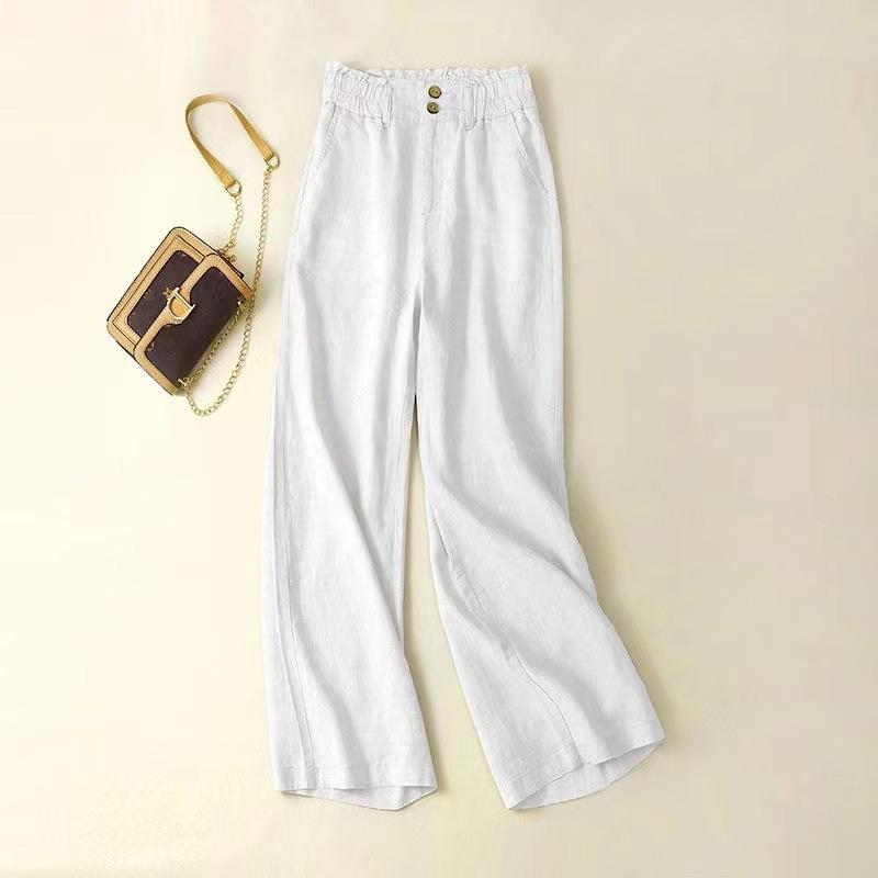 Pantalon large taille haute pour femme, pantalon décontracté fin pour printemps et été