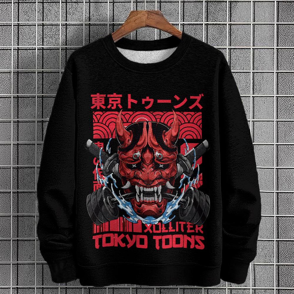 Vintage Herren Sweatshirt Kriegermaske 3D-Druck Langarm T-Shirt Herbstmode Hoodies Herrenbekleidung Übergroßer Hoodie Pullover