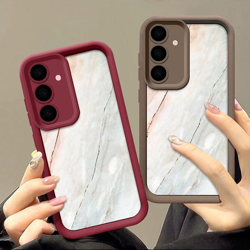 

Матовый противоударный чехол цвета конфет для Samsung S24 S23 Ultra Plus S22 S21 S20 Fe A55 A54 A53 A52 A35 A34 A25 A15 5g Белый мраморный узор ТПУ мягкий чехол Samsung S24 чёрный