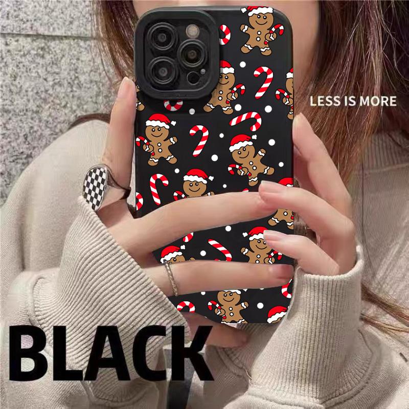 Christmas Gingerbread Man & Candy Cane Pattern Phone Case For iPhone 17 16 11 13 12 14 15 Pro Max XS X XR 7 8 Plus 16E Air Cover