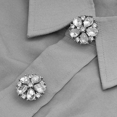 Rhinestone Button Cover Removable Clip-on Button Cover Decorative Flower Button Cover for Shirt Blazer Coat Wedding Accessories