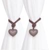 Elegant 2Pieces Braided Rope Window Curtain Tiebacks with Heart Pendant Drapery Holdbacks Ties for Home Aesthetic Decors