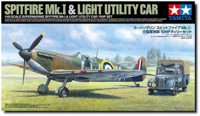 Tamiya Scale Limited Edition Supermarine Spitfire 10HP Tilly Small Military Vehicle Set Plastic Model Kit 25211 1/48 Mk.I &
