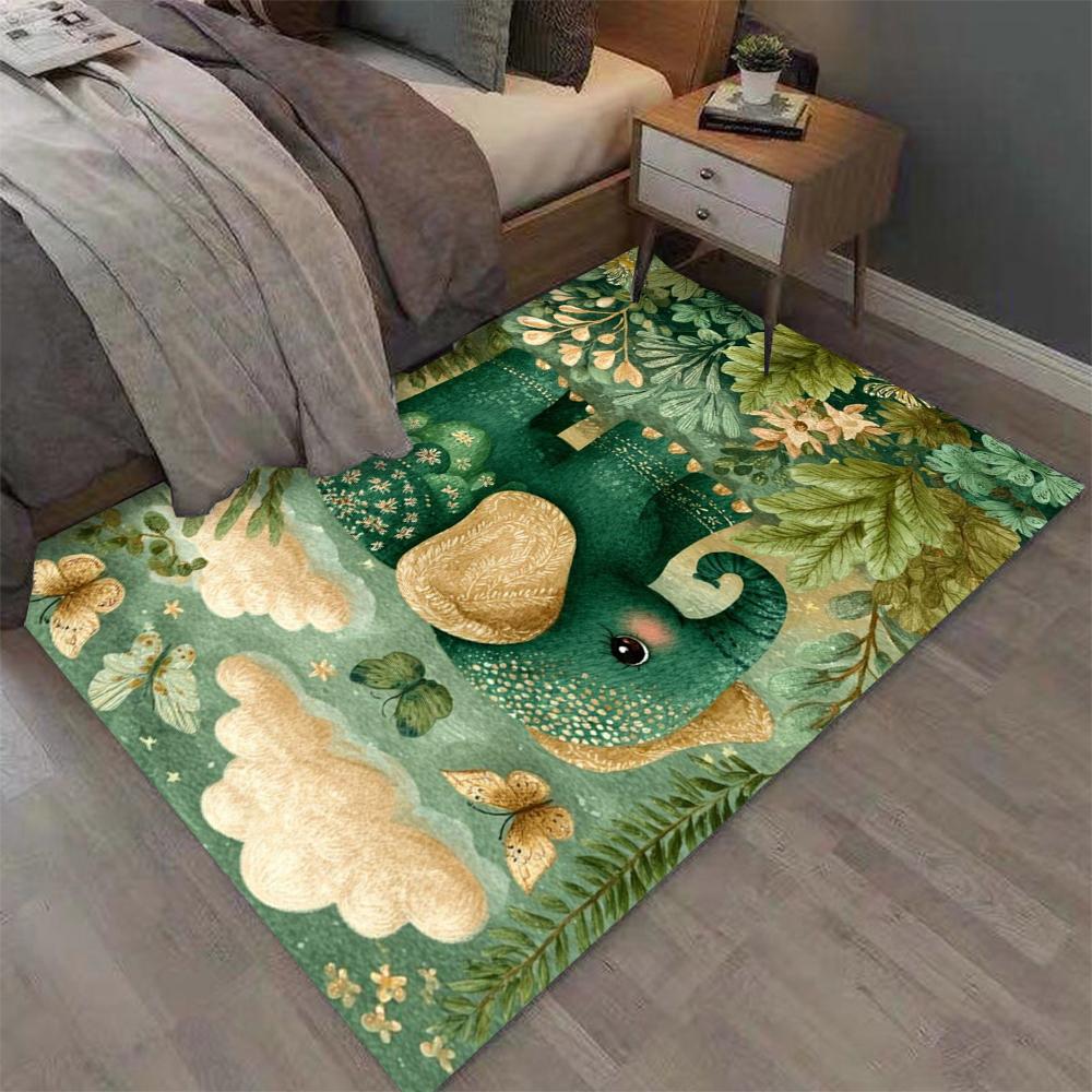 Gogh Starry Sky Cute Yellow Duck Rug Non Slip Floor Mat Waterproof Rectangle Carpet for Bedroom Living Room Bedside Home Decor
