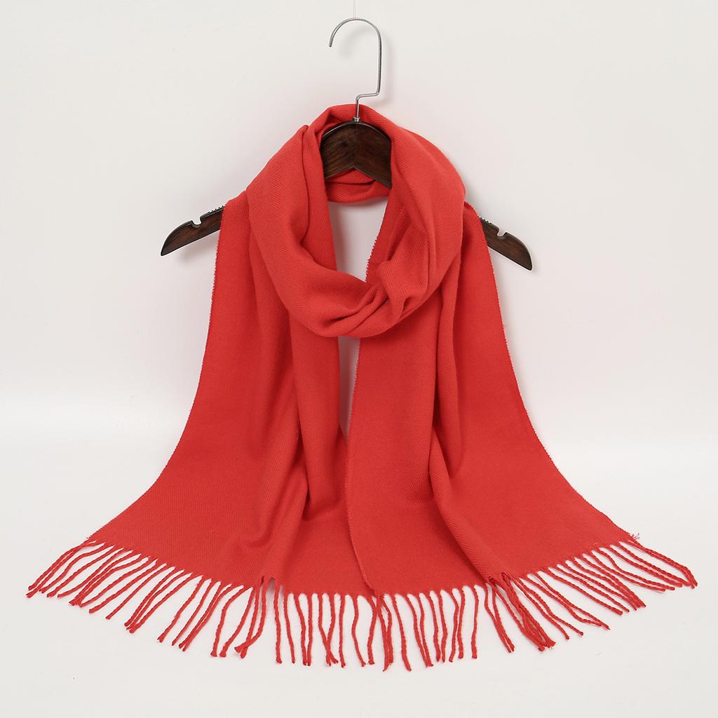 Solid Color Cashmere Scarf With Tassel Pashmina Fashion Custom Logo Women Shawl Wram Thicken Neck Protection190*32Cm