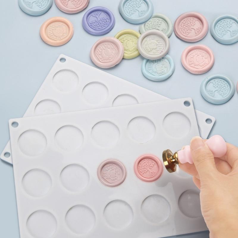 15 Cavity Wax Mold Seal Silicone Mat Pad for Wax Seal Stamp Wax Making Mould Removable for DIY Craft Adhesive Waxing