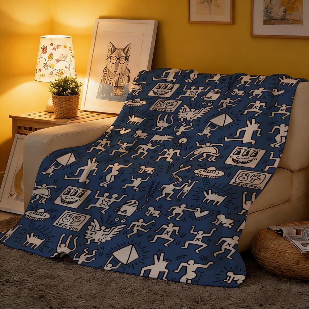 Artist K-Keith H-Haring Throw Soft Cozy Flannel Throw Blanket for Sofa Bedroom and More