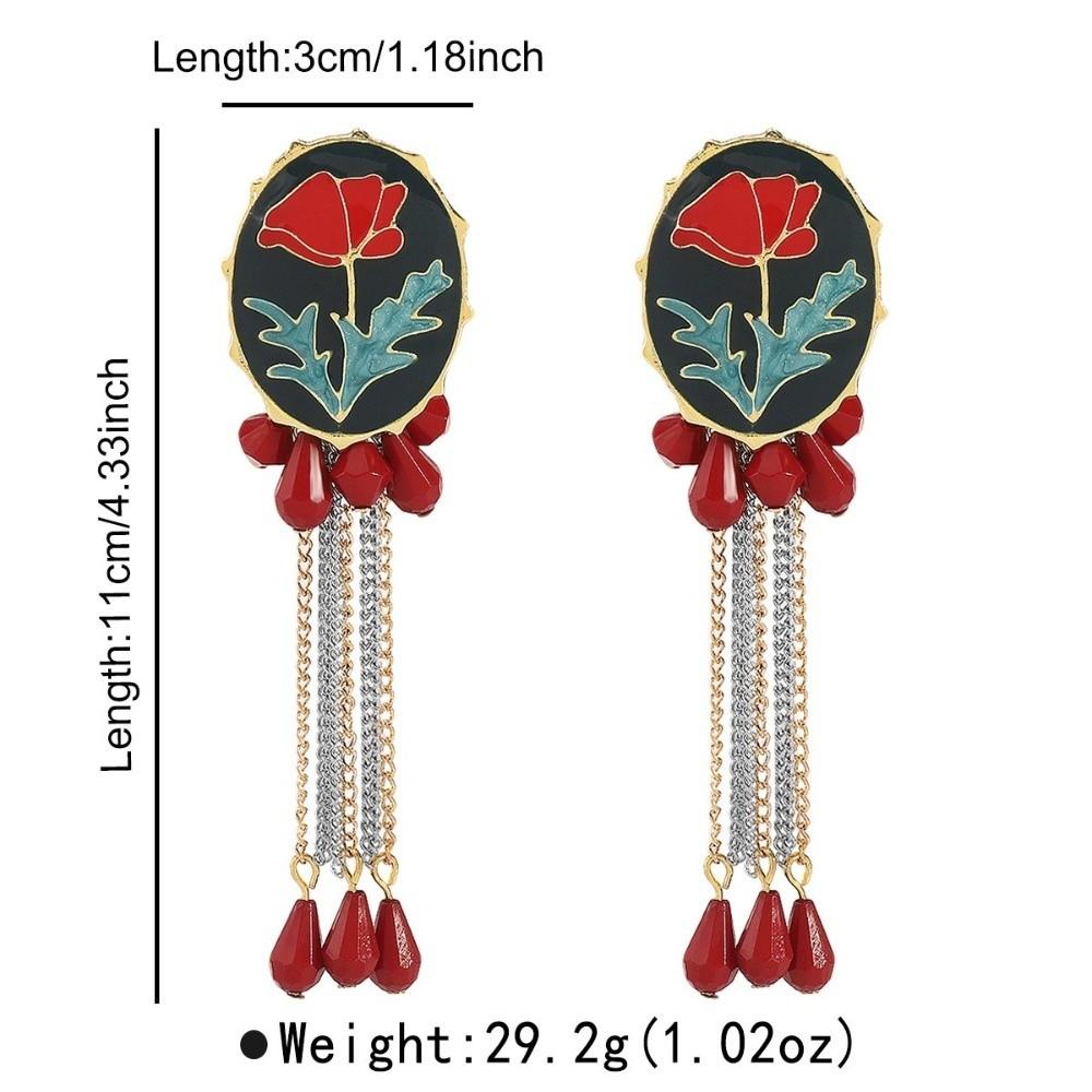 Personalized Enamel Flower Earrings Flower Button Multi-layer Tassel Earrings  Jewelry Gifts