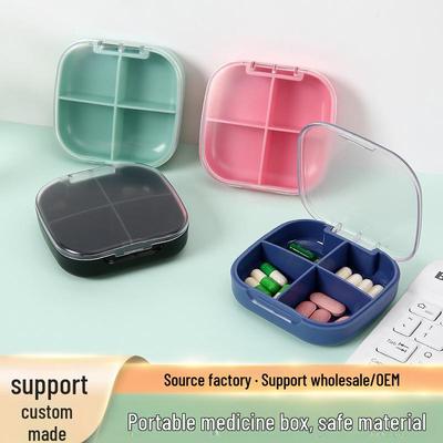Portable 4-Grid Moisture-Proof Mini Pill Storage Box for Travel