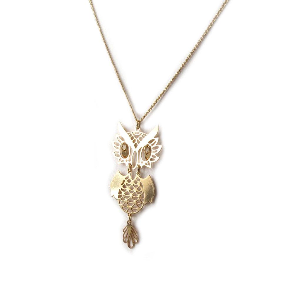 Les Trésors De Lily [N8182] - Golden 'Owls' Designer Necklace