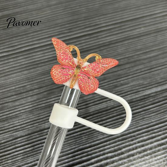 Cute Butterfly Straw Caps Silicone Toppers Covers for 10mm Straws, Dust-Proof Reusable Personalized Decorations Tumblers, Colorful Tips Accessories