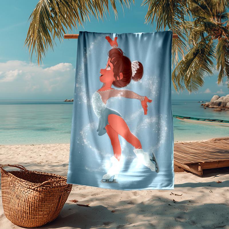 Ultra Soft Beach Towel with figure skating Theme,Ideal for Pool,Camping, Diving,Perfect Travel Essential, Vibrant Beach Towel.