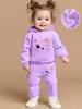 Spring & Autumn Cartoon Hooded Wool Sweatshirt & Pants Set for Toddler Girls