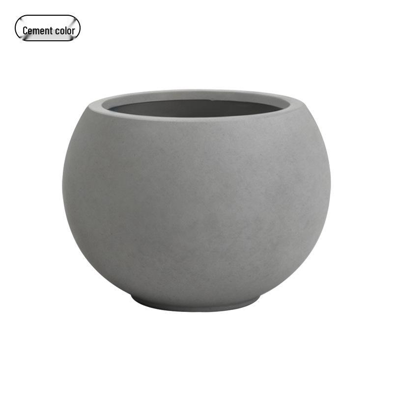 Spherical Cement Flower Pot for Ficus, Orchids, and Green Plants - Ideal for Home, Living Room, Balcony, or Outdoor Use.
