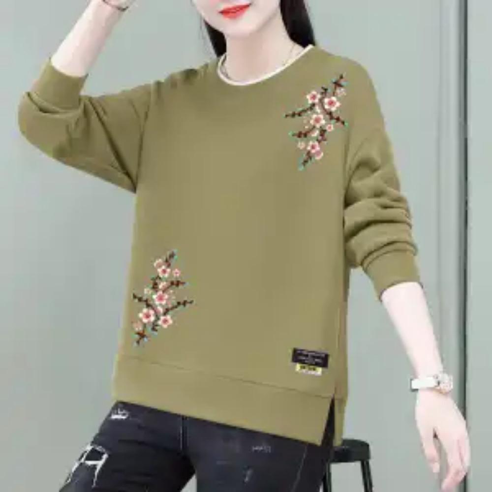 Jaro Podzim Kulatý Výstřih Dámské Oblečení Pulovr Lucernový Dlouhý Rukáv Mikiny Ležérní Elegantní Kancelářská Dáma Rostlinné Květiny Topy