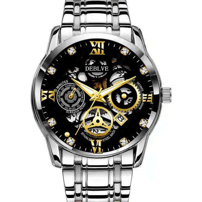 Men's Luminous Waterproof Quartz Wristwatch with Steel Band