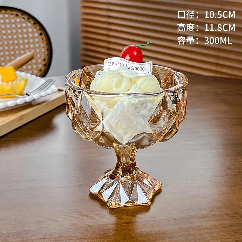 300 ml Glas-Eisbecher im Ins-Stil, Dessert-Joghurtbecher, handbemalt, Kelch, Obst, Pudding, Salatschüssel, Saft, Milchshake-Becher